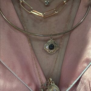 Vintage Gold and Black Layered Necklace
